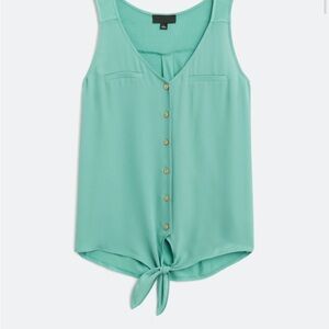 Bendry Mixed Material Tie-Front Blouse